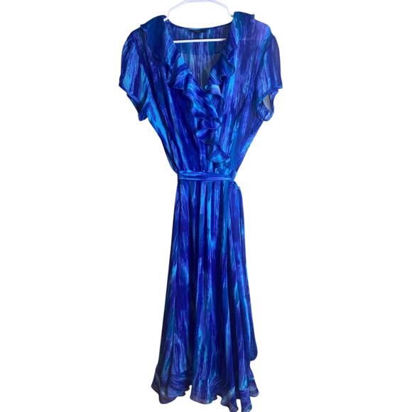 MSK Dresses & Skirts - MSK Blue ruffle dress size 14
